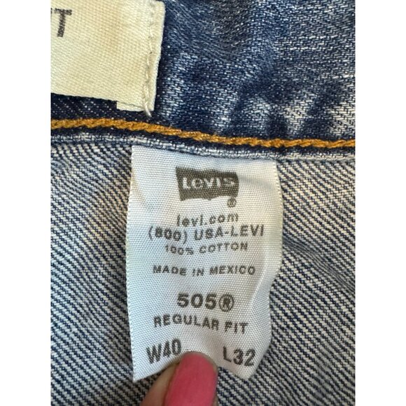 Levis 505 Regular Fit Jeans Mens W40 L32 Blue Denim Straight Leg - Picture 4 of 6